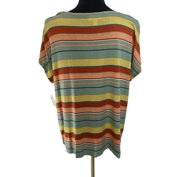 New Style‎ & Co Island Getaway Nautical Striped Blouse Medium - Picture 2 of 5